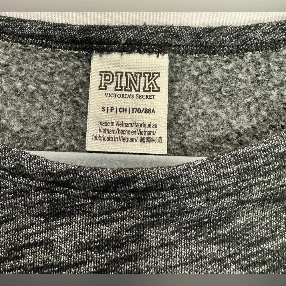 Victoria’s Secret PINK Small Gray Strappy Cold Shoulder Sweatshirt - Picture 7 of 8